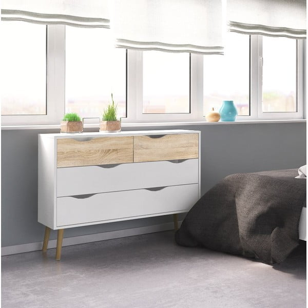 Bílá komoda Tvilum Oslo, 99 x 82 cm-image-2