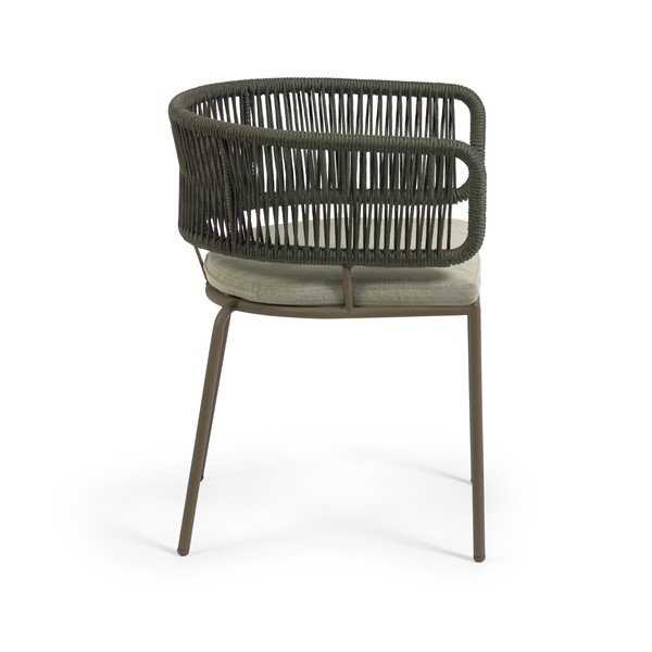 Zahradní židle s ocelovou konstrukcí a zeleným výpletem Kave Home Nadin-image-2