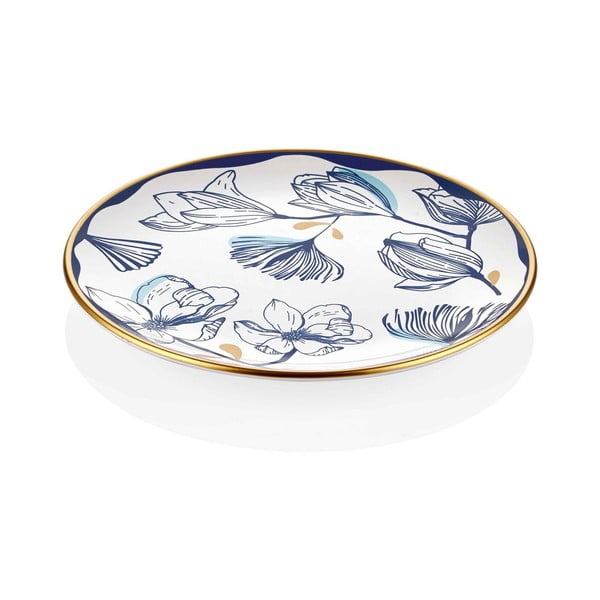 Sada 6 bílých porcelánových dezertních talířů s modrými květy Mia Bleu Pasta, ⌀ 19 cm-image-2