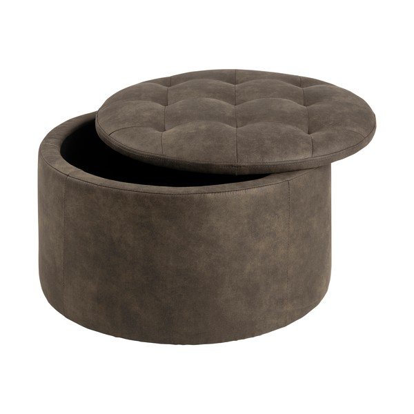 Olivově zelený puf z imitace kůže Actona Retina, ⌀ 60 cm-image-1