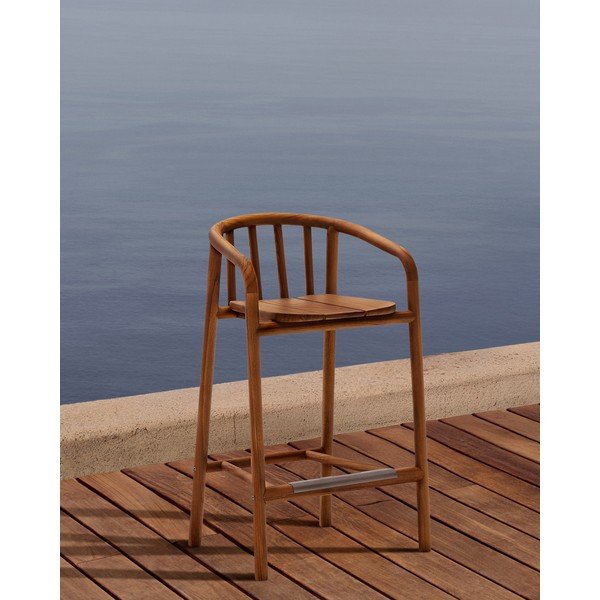 Dřevěná zahradní barová židle v přírodní barvě Turqueta – Kave Home-image-1