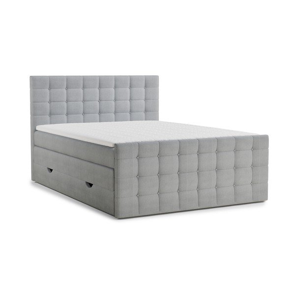 Šedá boxspring postel s úložným prostorem 200x200 cm Tasca – Maison de Rêve