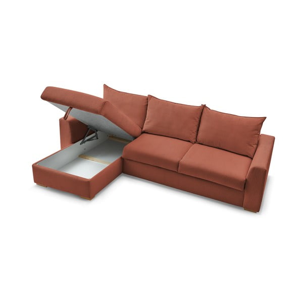 Manšestrová rozkládací rohová pohovka v cihlové barvě (variabilní) Augustin – Bobochic Paris-image-4