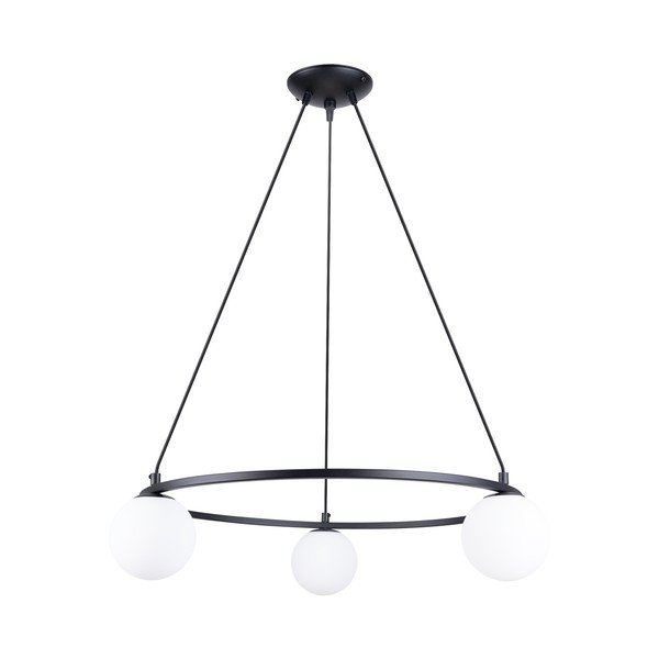 Bílé/černé závěsné svítidlo se skleněným stínidlem Umerta – Sollux