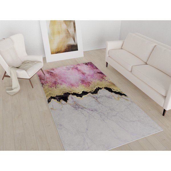 Bílo-růžový pratelný koberec 80x150 cm – Vitaus-image-1