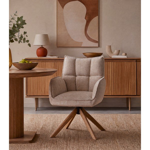 Krémová čalouněná jídelní křesla v sadě 2 ks Marilla – Unique Furniture-image-1