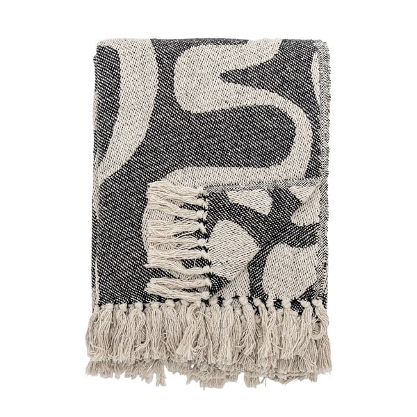 Černá/béžová deka z recyklované bavlny 130x160 cm Salobre – Bloomingville-image-3
