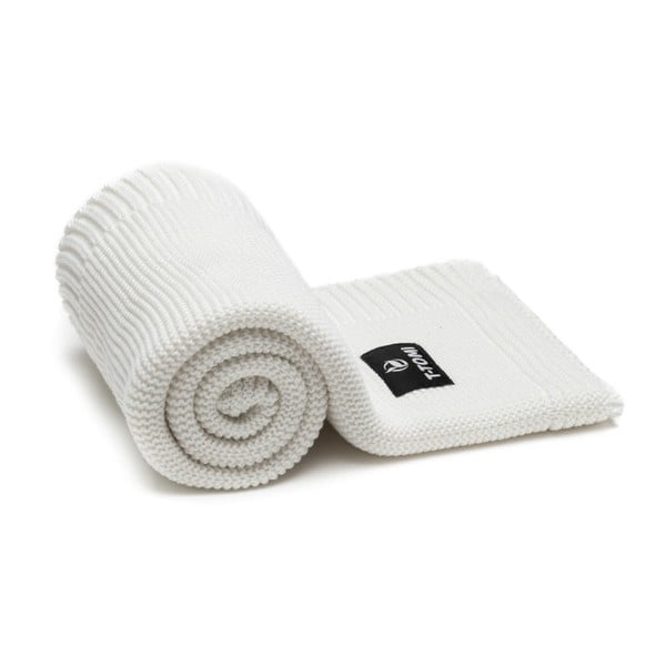 Bílá pletená dětská deka s podílem bavlny T-TOMI Autumn waves, 80 x 100 cm