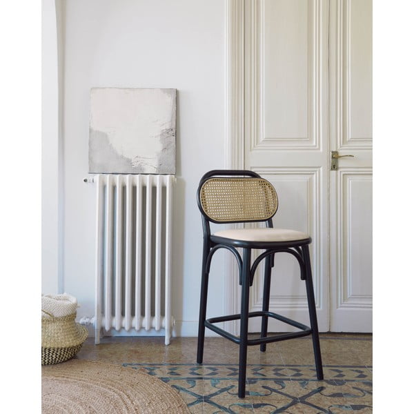 Černá barová židle z jilmového dřeva (výška sedáku 65 cm) Doriane – Kave Home-image-1