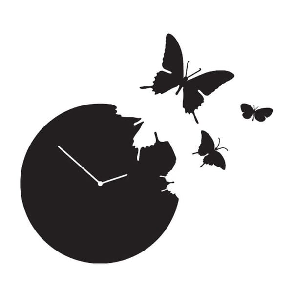Designové hodiny Butterfly Black, 40 cm