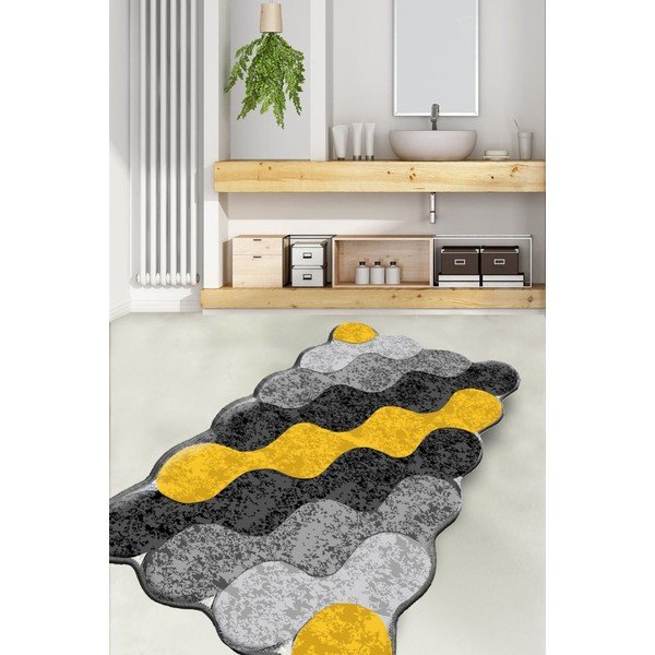 Žluto-šedá koupelnová předložka 70x120 cm Circle – Foutastic-image-1