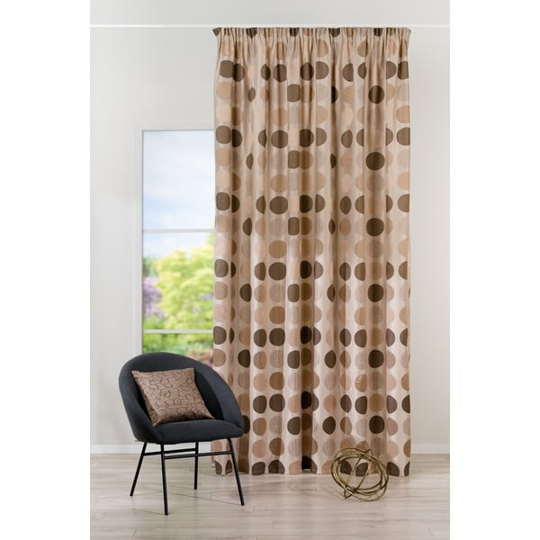 Hnědo-béžový závěs z žakáru 210x260 cm Cerro – Mendola Fabrics