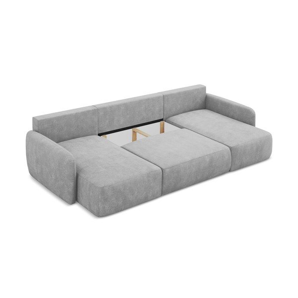 Světle šedá žinylková rozkládací/s úložným prostorem rohová pohovka (do "U") Lilo – Makamii-image-3