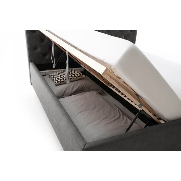 Tmavě šedá čalouněná dvoulůžková postel s úložným prostorem s roštem 180x200 cm San Remo – Meise Möbel-image-1