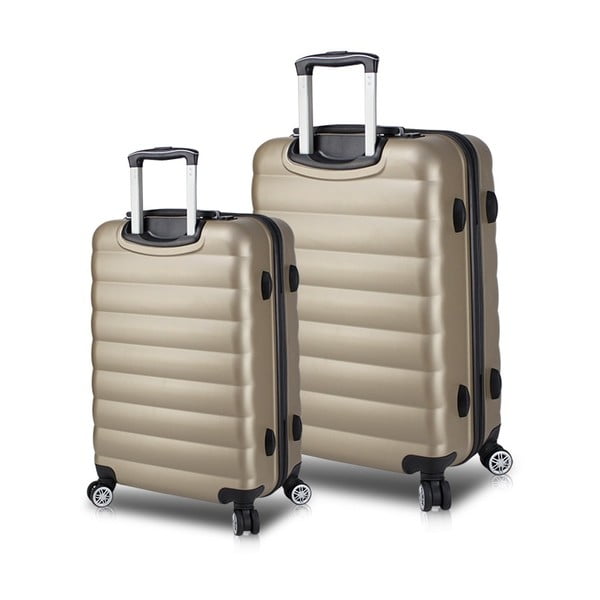 Sada 2 cestovních kufrů na kolečkách s USB porty ve zlaté barvě My Valice RESSNO Cabin & Medium