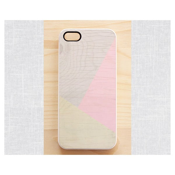 Obal na iPhone 4/4S, Pastel Pink Geometric wood/white