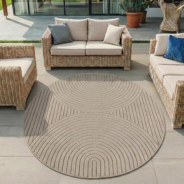 Béžový kulatý vnitřní a venkovní koberec ø 120 cm Nova – Ayyildiz Carpets-image-1