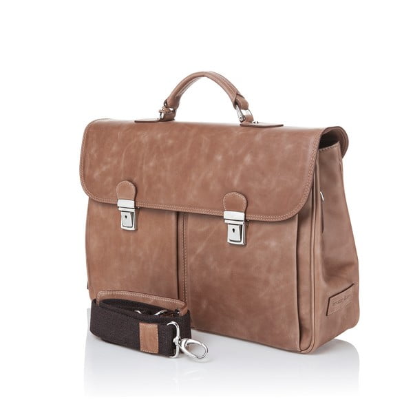 Koňakově hnědá pánská aktovka z telecí kůže Ferruccio Laconi Brief-image-1