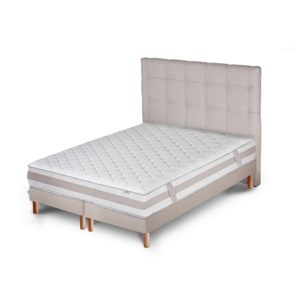Světle šedá postel s matrací a dvojitým boxspringem Stella Cadente Maison Saturne Dahla, 180 x 200  cm