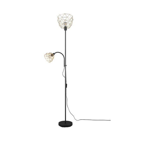 Stojací lampa v černé a zlaté barvě s kovovým stínidlem (výška 180 cm) Haval – Reality-image-1