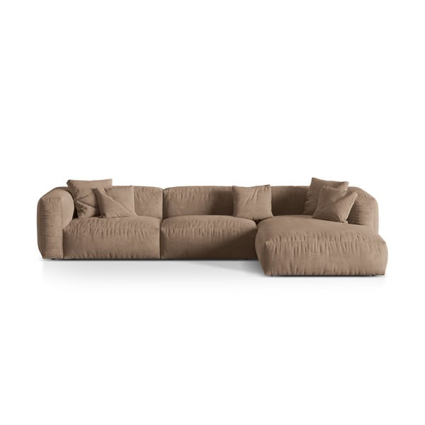 Světle hnědá modulární rohová pohovka z textilie bouclé (pravý roh) Martina – Micadoni Home