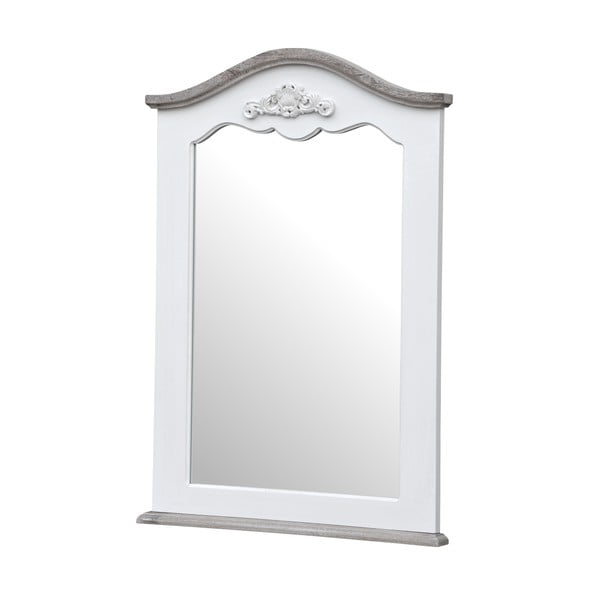 Bílé nástěnné zrcadlo z topolového dřeva s přírodními detaily Livin Hill Rimini, 60 x 85 cm