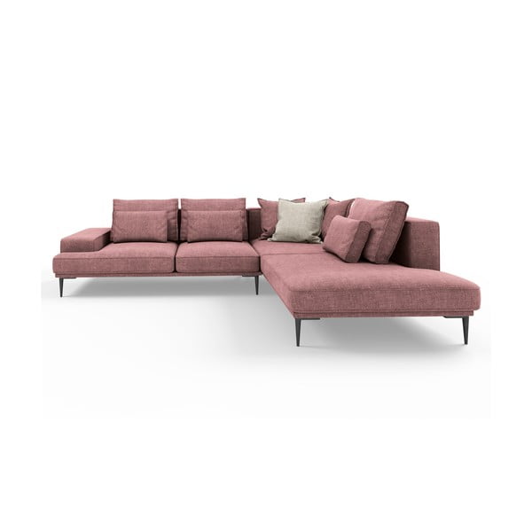 Růžová rozkládací rohová pohovka Interieurs 86 Liege, pravý roh-image-2