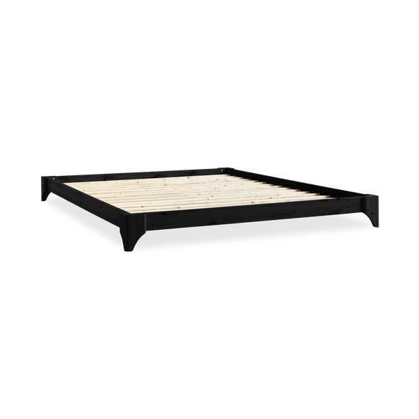 Dvoulůžková postel z borovicového dřeva s matrací Karup Design Elan Comfort Mat Black/Black, 160 x 200 cm-image-3