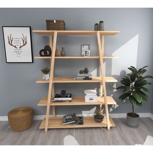 Knihovna z borovicového dřeva v přírodní barvě 115x145 cm Soft – Kalune Design-image-2