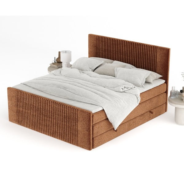 Oranžová boxspring postel s úložným prostorem 160x200 cm Bergamo – Maison de Rêve-image-4