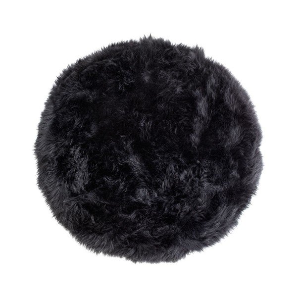 Černý koberec z ovčí kožešiny Royal Dream Zealand, ⌀ 70 cm