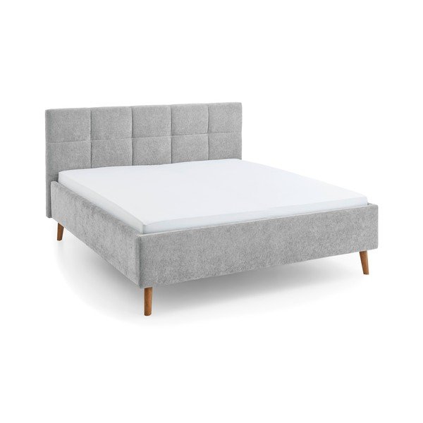 Šedá čalouněná dvoulůžková postel s úložným prostorem s roštem 180x200 cm Nova – Meise Möbel