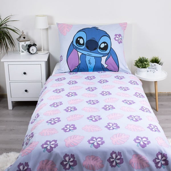 Modro-fialové bavlněné dětské povlečení na jednolůžko 140x200 cm Lilo and Stitch "Cute" – Jerry Fabrics-image-2