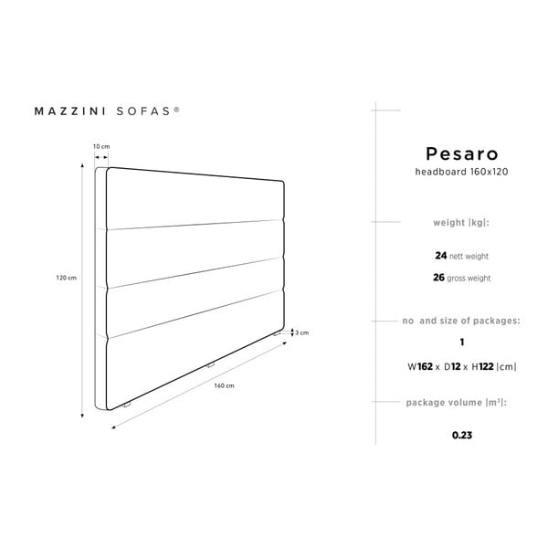 Světle šedé čelo postele Mazzini Sofas Pesaro, 160 x 120 cm-image-4