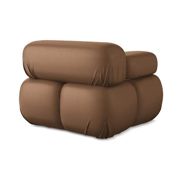 Hnědý modul pohovky z imitace kůže (levý roh) Lokua – Makamii-image-4