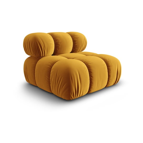 Žlutý sametový modul pohovky (středový díl) Bellis – Micadoni Home-image-3