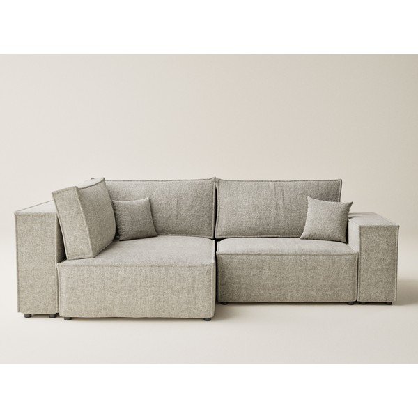 Béžová žinylková rozkládací/s úložným prostorem rohová pohovka (levý roh/do L) Tonga – Maison de Rêve-image-2