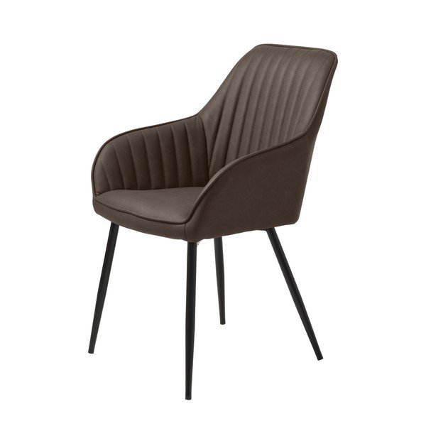 Tmavě hnědé čalouněné jídelní křeslo s područkami Melfort – Unique Furniture