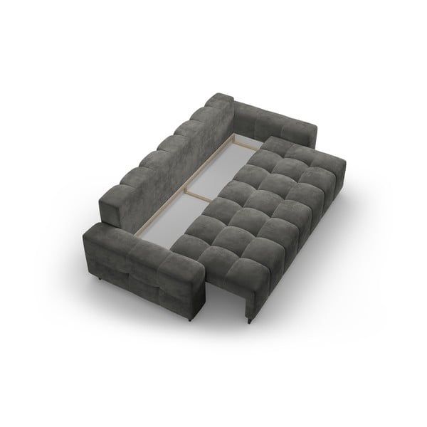 Šedá sametová rozkládací pohovka s úložným prostorem  250 cm Wicklow – Cosmopolitan Design-image-3