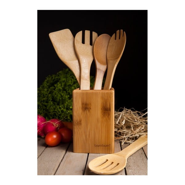 Sada kuchyňského náčiní z bambusu ve stojanu Bambum Ravioli-image-1