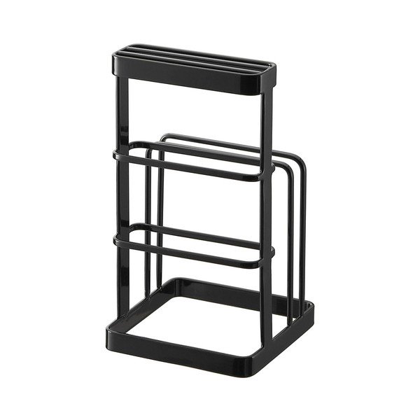 Černý stojan na nože a prkénka YAMAZAKI Tower