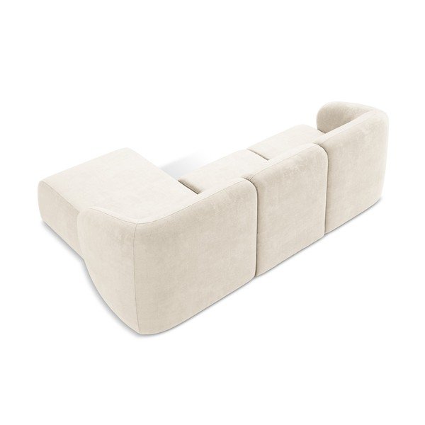 Béžová žinylková rohová pohovka (pravý roh/s lenoškou) Lani – Makamii-image-3