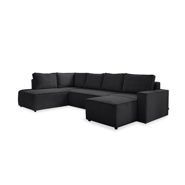 Antracitová manšestrová rozkládací rohová pohovka (levý roh/do "U") Brave Dave – Miuform