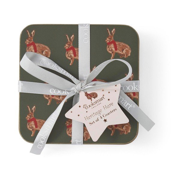 Červené/tmavě zelené korkové podtácky v sadě 4 ks Heritage Hare – Cooksmart ®-image-1