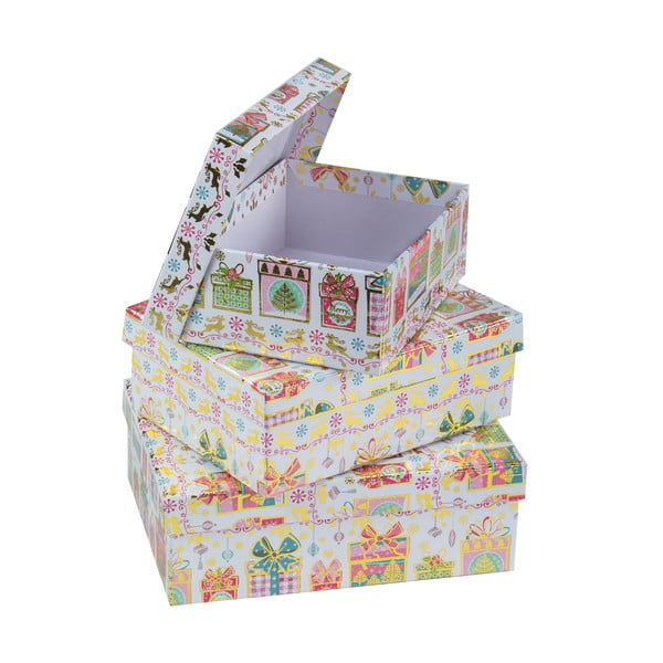 Sada 3 hranatých kartonových boxů Unimasa Gift, 18,5 x 16,5 cm