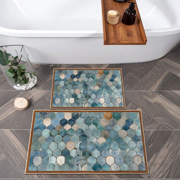 Modré koupelnové předložky v sadě 2 ks 60x100 cm – Foutastic-image-3