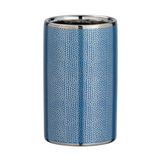 Modrý keramický kelímek na kartáčky s detailem ve stříbrné barvě Wenko Nuria