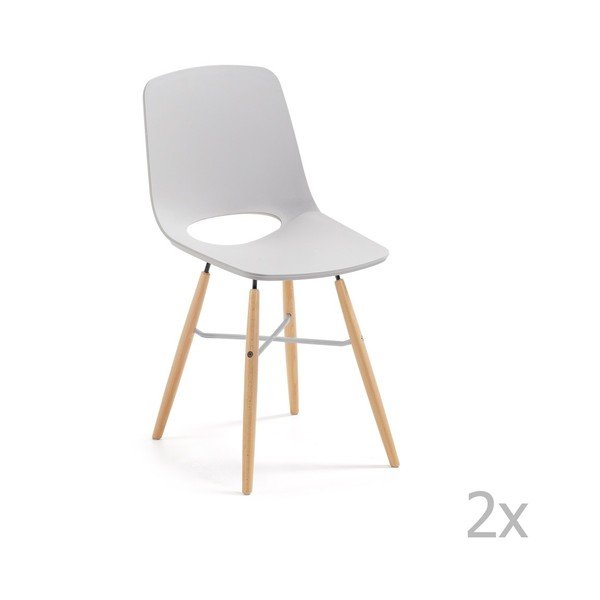 Sada 2 šedých jídelních židlí La Forma Kint