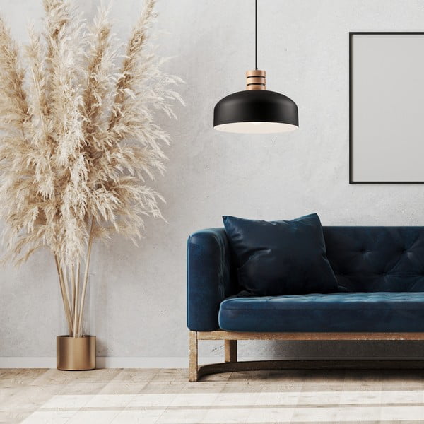 Černé závěsné svítidlo s kovovým stínidlem ø 30 cm Cosmo – LAMKUR-image-2