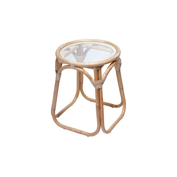 Ratanový odkládací stolek se skleněnou deskou RGE Marseille, ⌀ 50 cm